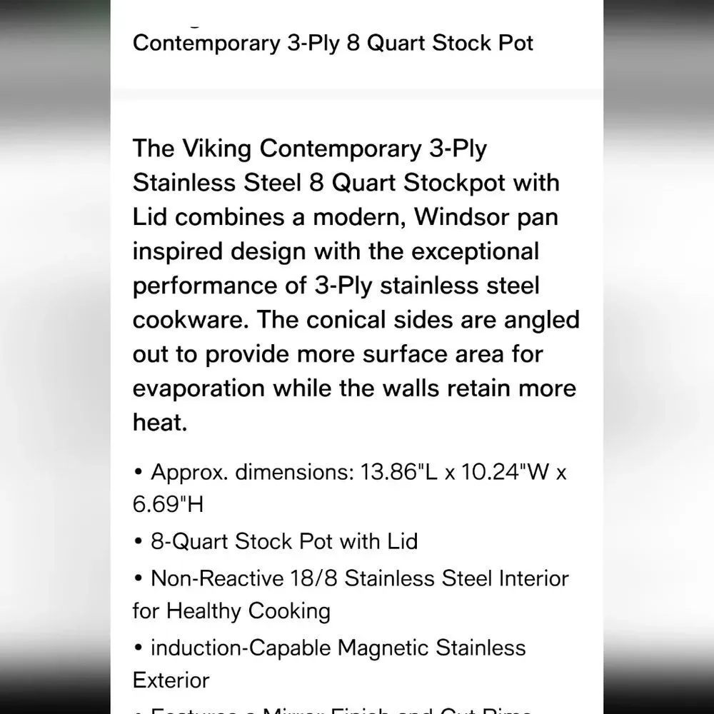 Viking Contemporary 3-Ply 8QT‎ Stockpot w/Lid